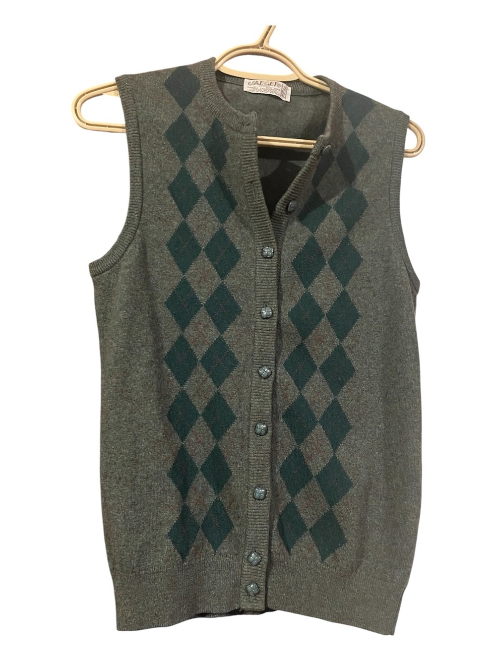 Vintage Jaeger London Lambswool Argyle Vest